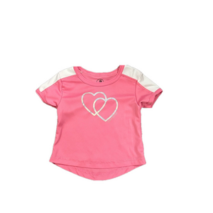 4/20$ Baby Pink Short Sleeve Tee with Metallic Hearts Size 6-9 months